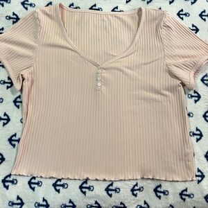 American Eagle Peach Ribbed Crop Shirt